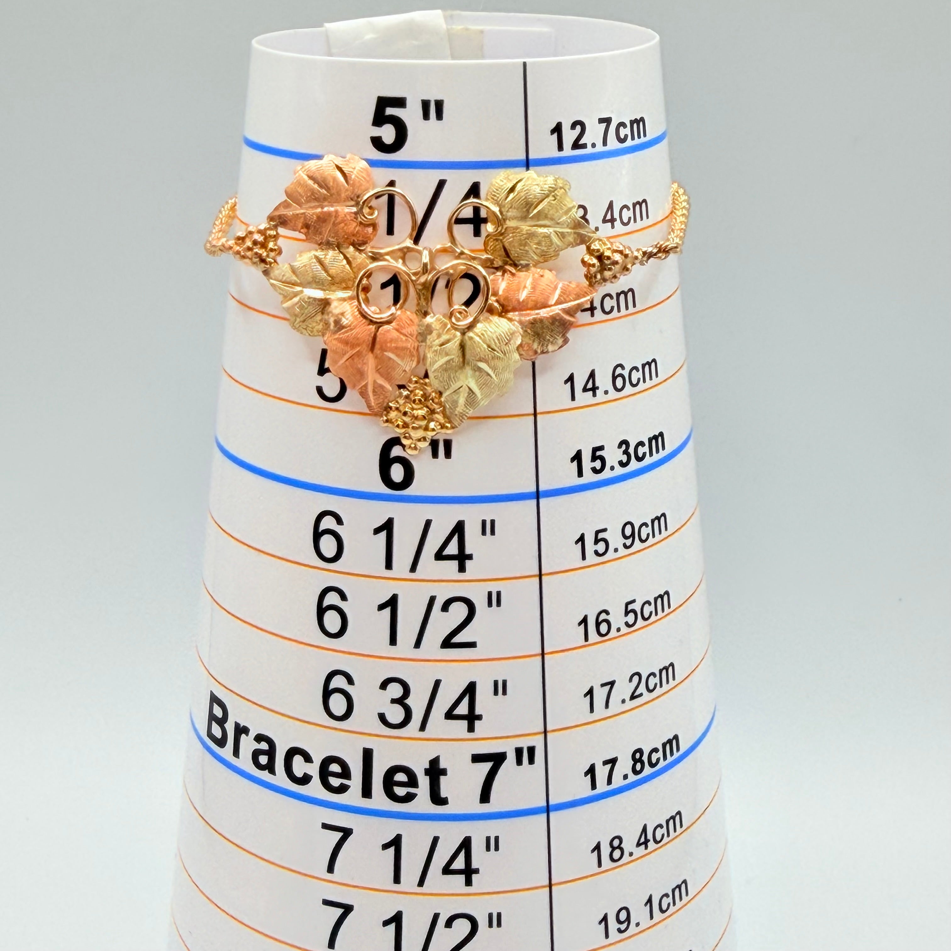 Black Hills Solid 12K Gold Bracelet with Multi-Color Leaves 5.25 Inches