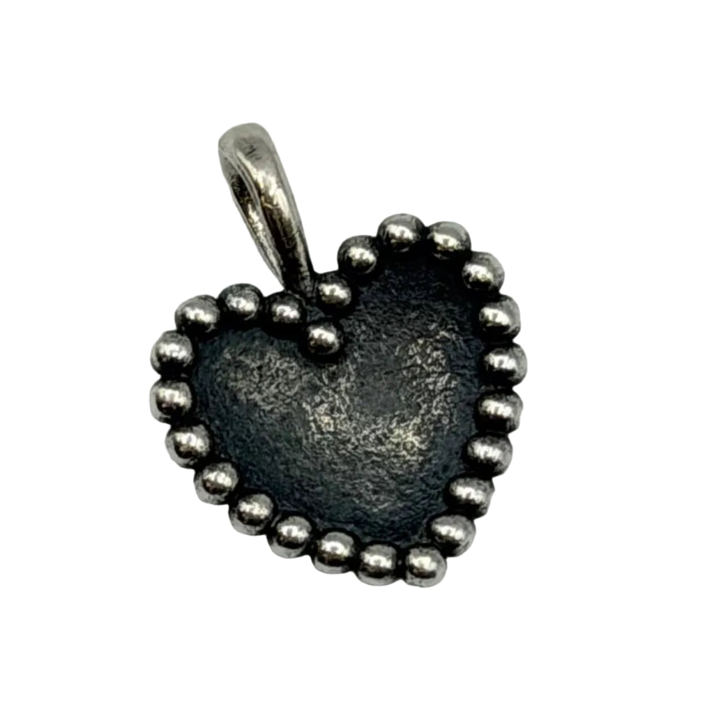 RETIRED James Avery 925 Sterling Silver Beaded Heart Pendant