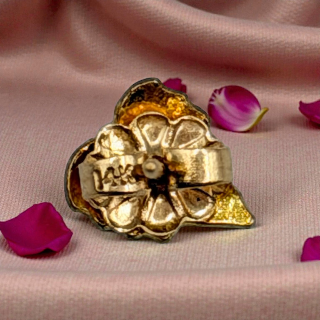 Solid 14K Yellow Gold Leaf Stud Earrings