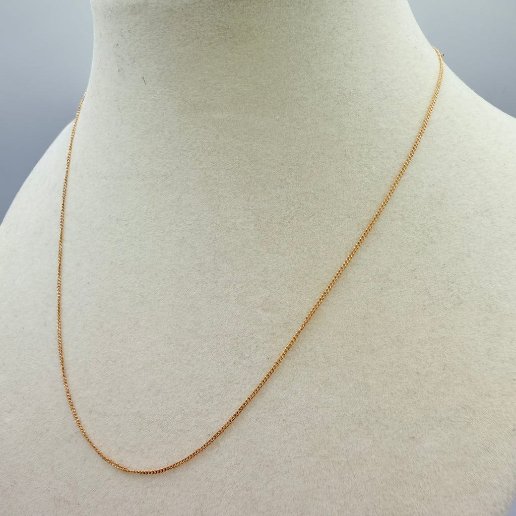 Solid 14K Yellow Gold Curb Chain Necklace 15 Inches