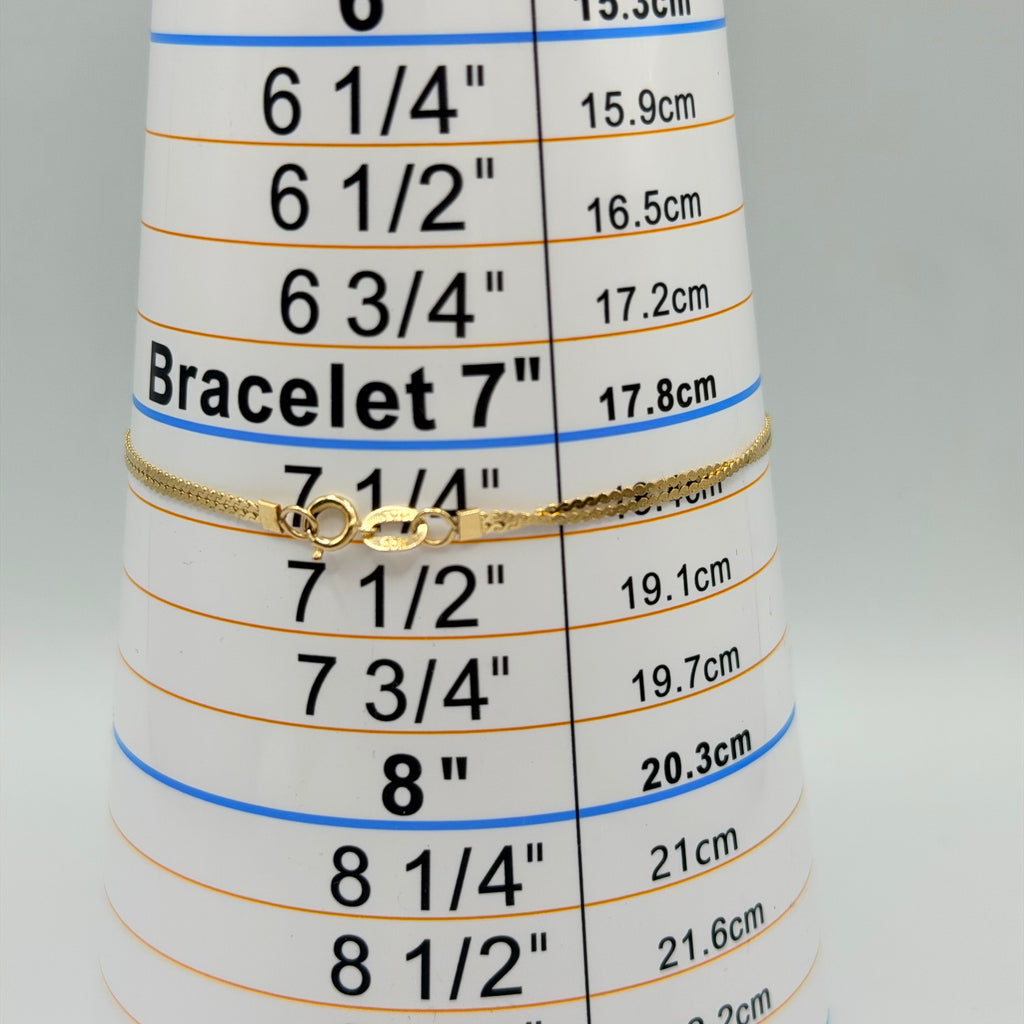 Solid 14K Yellow Gold Bracelet with Double Chain “S” Link 7.25 Inches