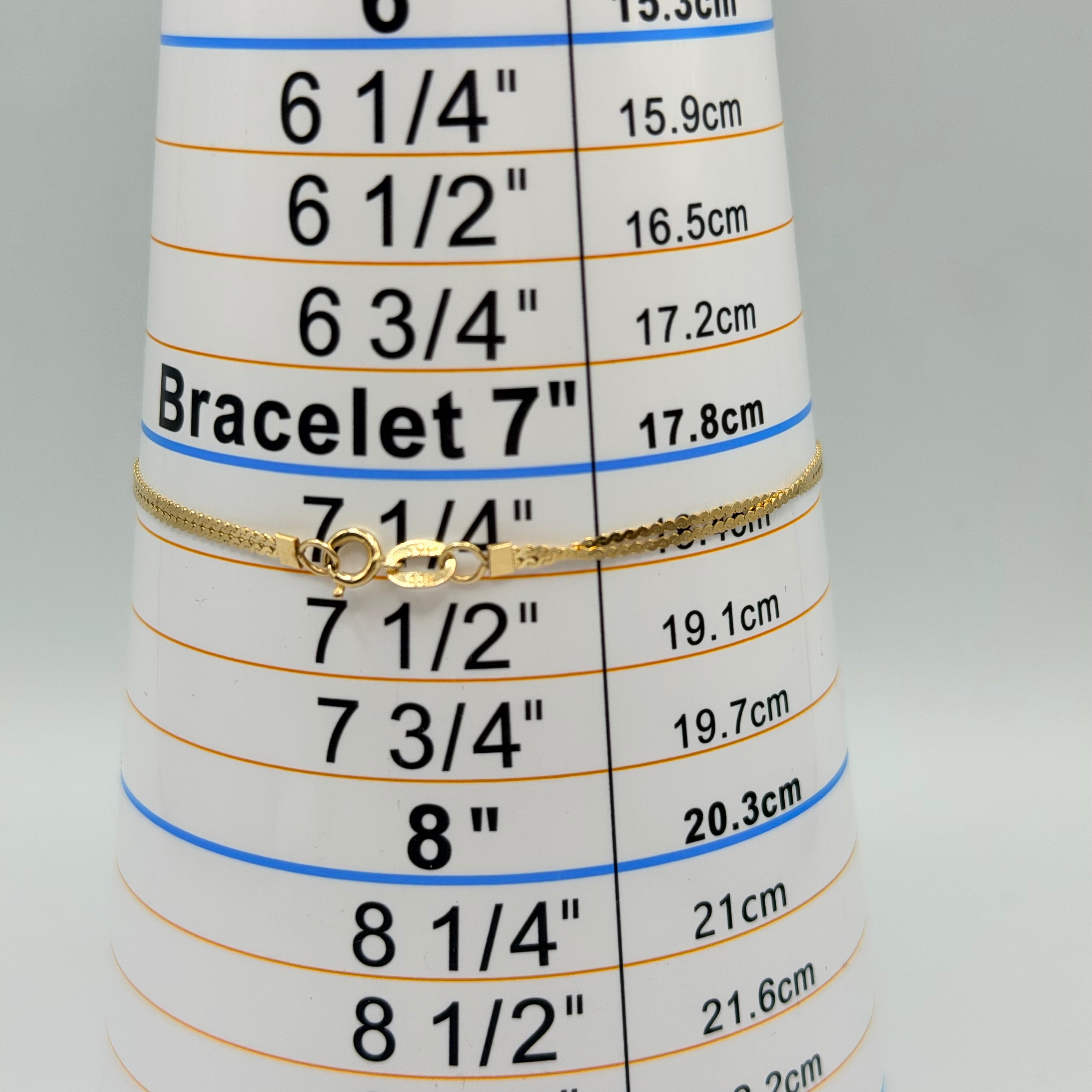 Solid 14K Yellow Gold Bracelet with Double Chain “S” Link 7.25 Inches