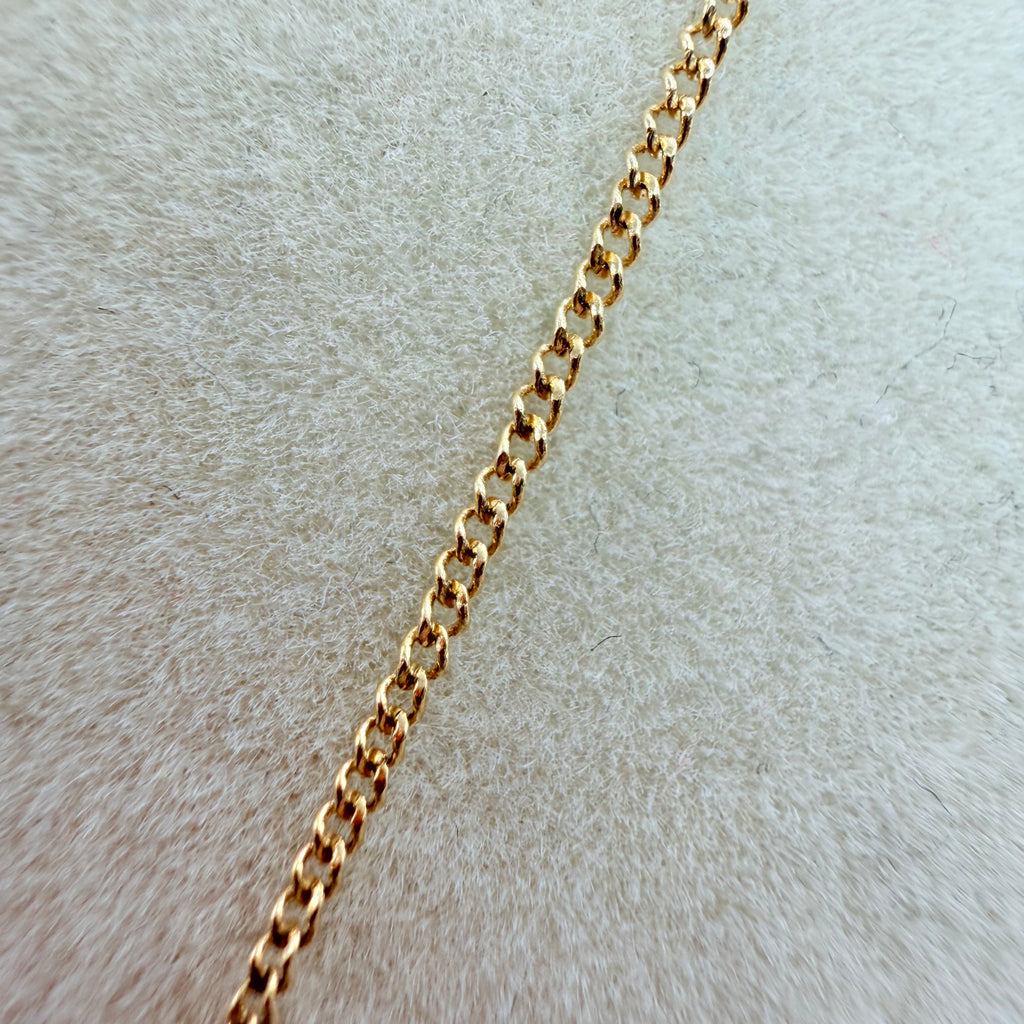 Solid 14K Yellow Gold Curb Chain Necklace 15 Inches