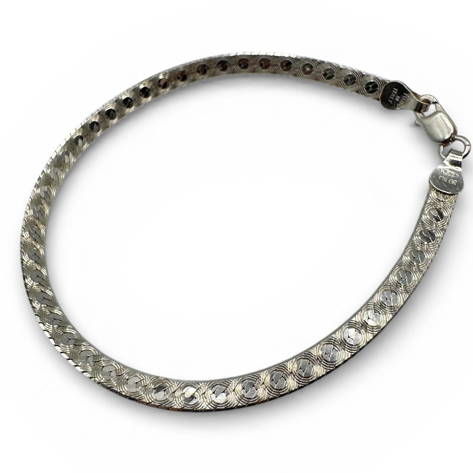 925 Sterling Silver Flat Linked Bracelet Chain, 7.75 Inch Milor Italy Bracelet