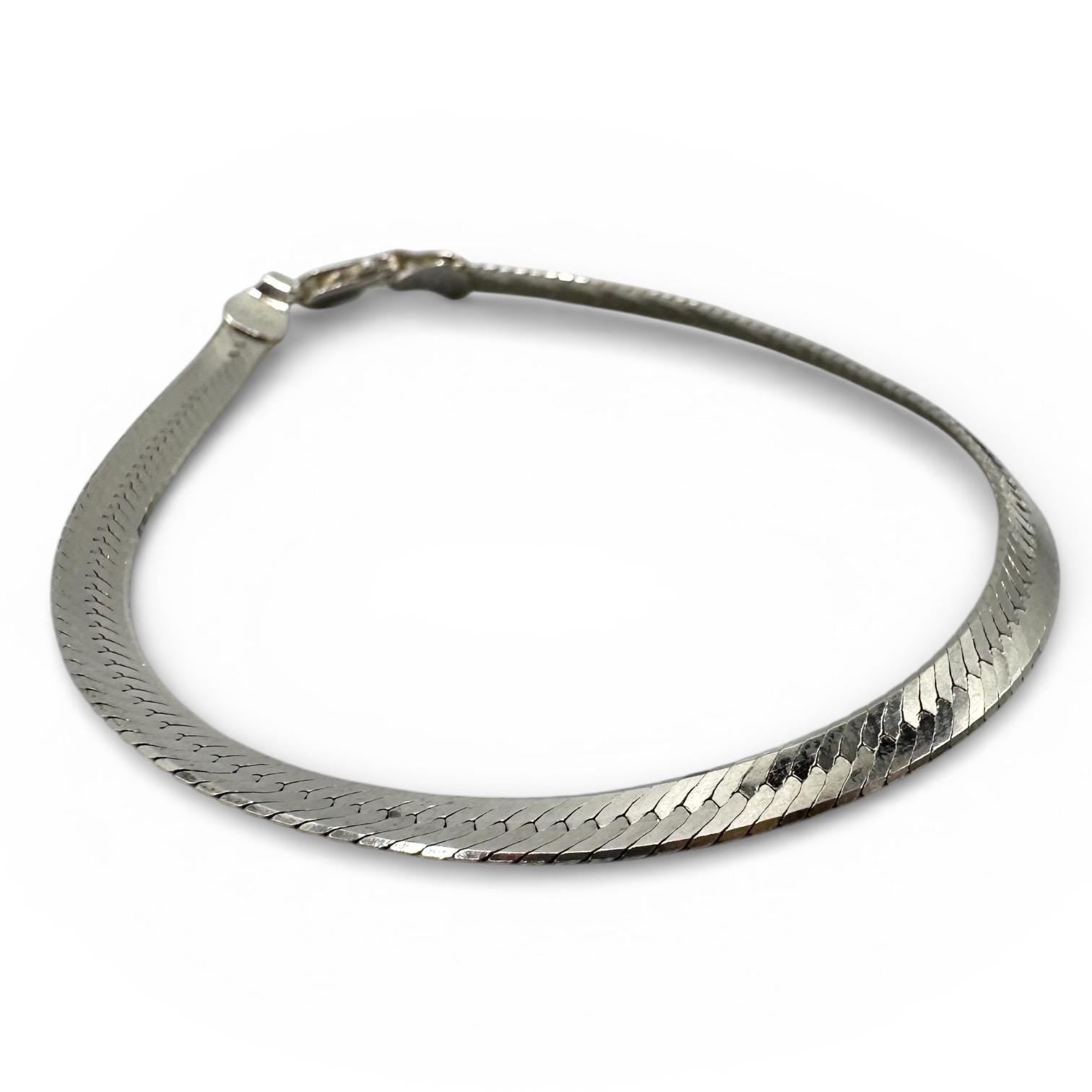 925 Sterling Silver Flat Linked Bracelet Chain, 7.75 Inch Milor Italy Bracelet