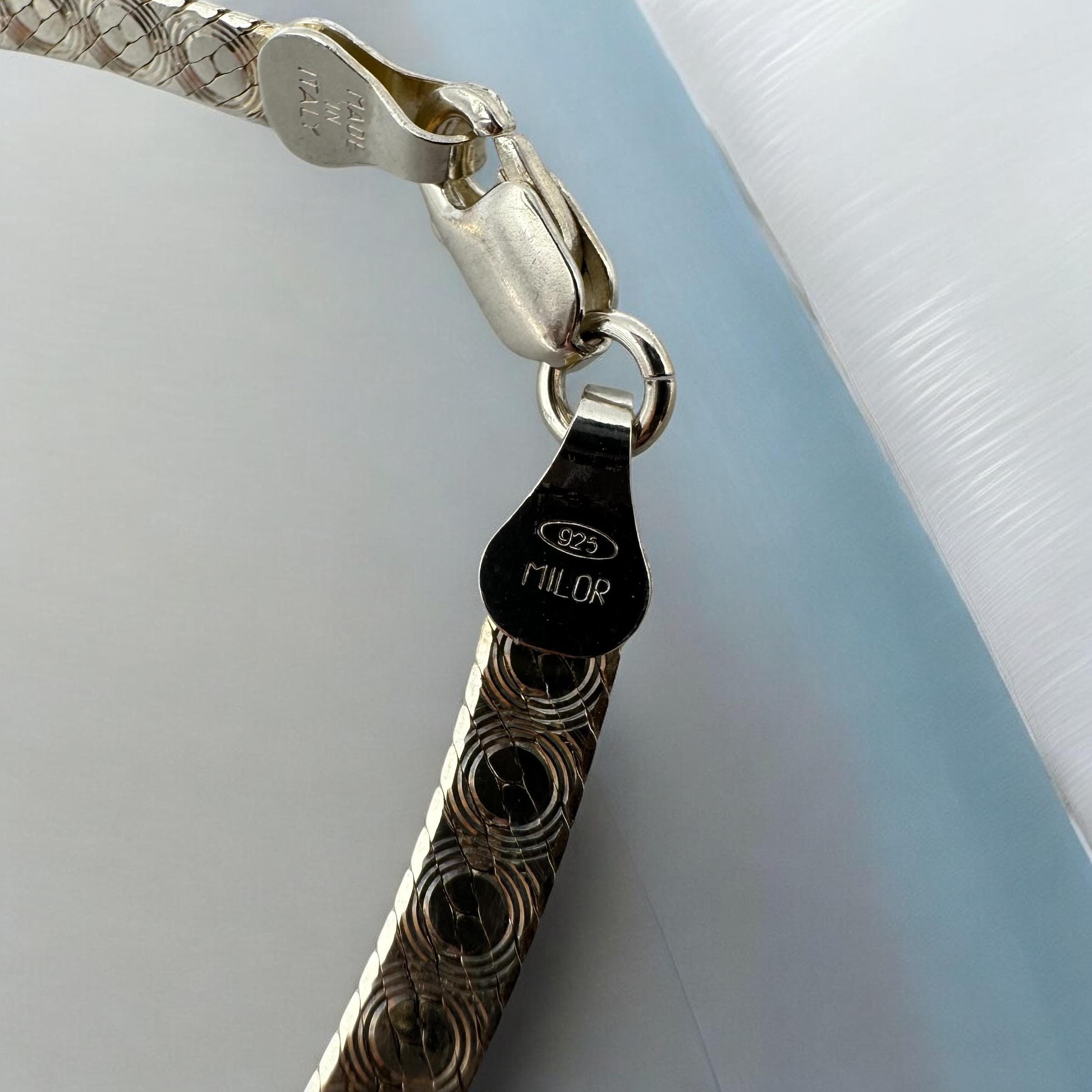 925 Sterling Silver Flat Linked Bracelet Chain, 7.75 Inch Milor Italy Bracelet