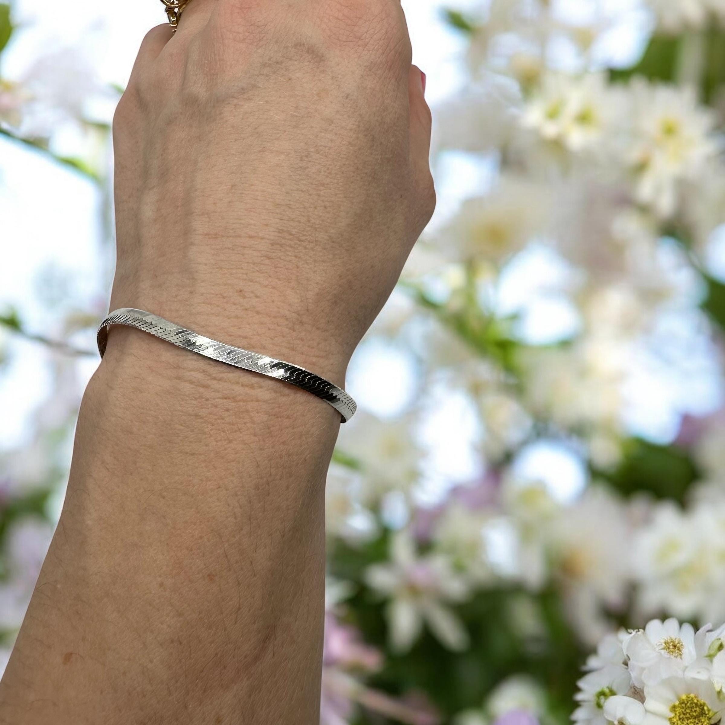 925 Sterling Silver Flat Linked Bracelet Chain, 7.75 Inch Milor Italy Bracelet