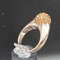 925 Sterling Silver Gold Vermeil Dome Ring with Brown Gemstones – Size 9