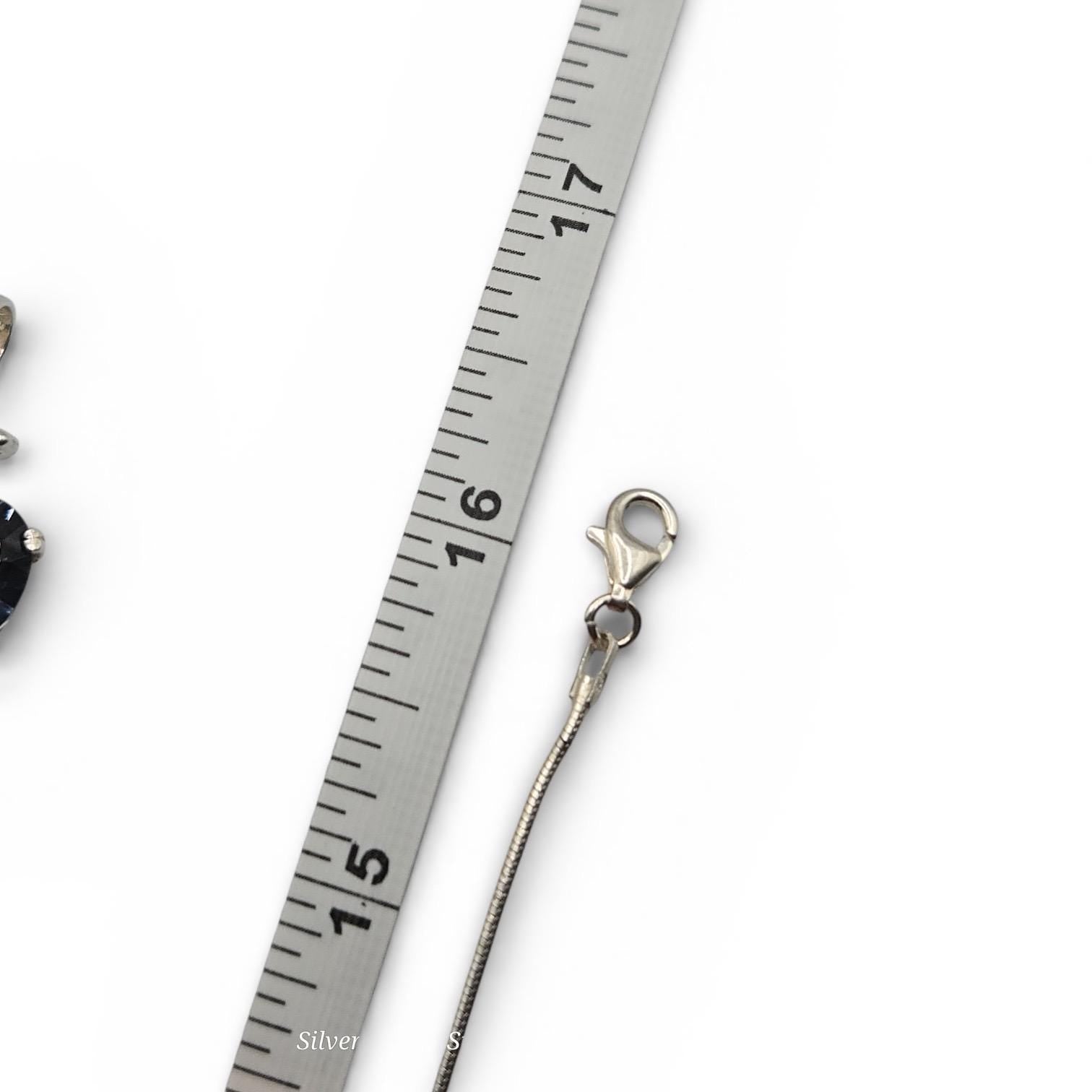 925 Sterling Silver Gymnast Pendant Necklace with Blue Aquamarine Stone, 16 Inch Sterling Chain