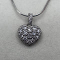 925 Sterling Silver Heart Pendant Necklace with Sparkly Gemstones - 18 Inch