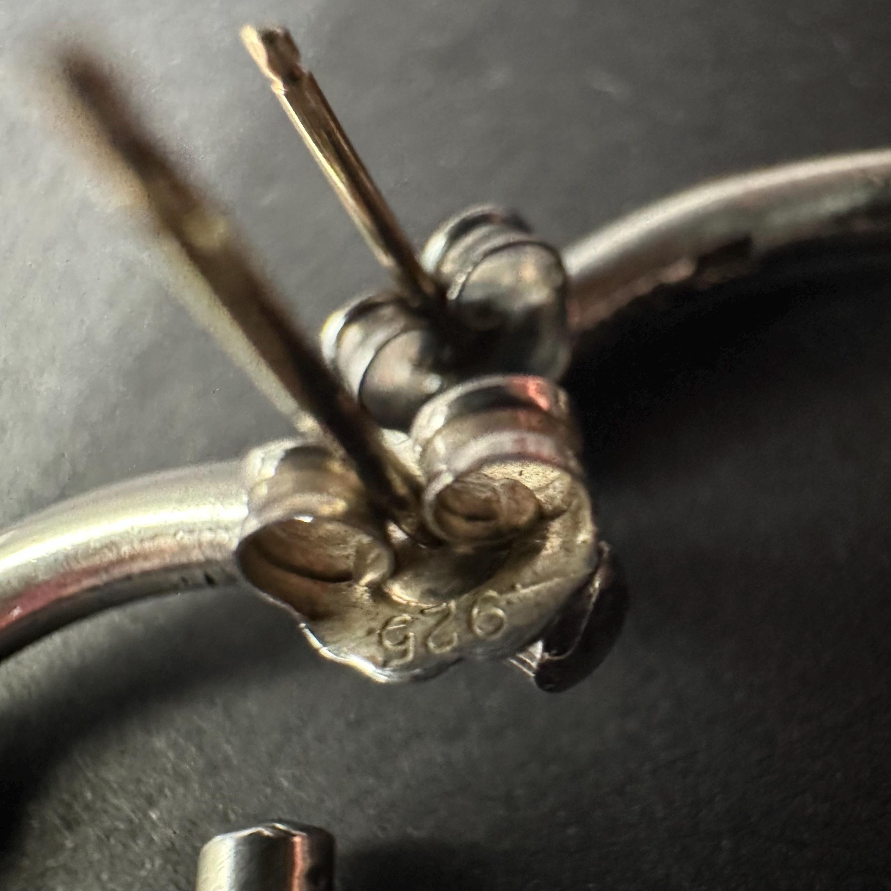 925 Sterling Silver and 14k Gold Accents Hoop Earrings