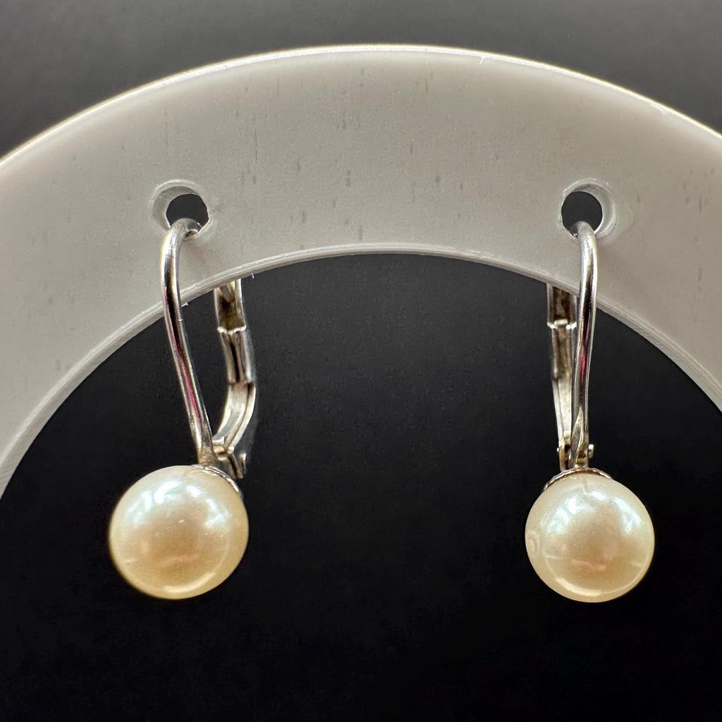 925 Sterling Silver and Pearl Dangle Drop Earrings
