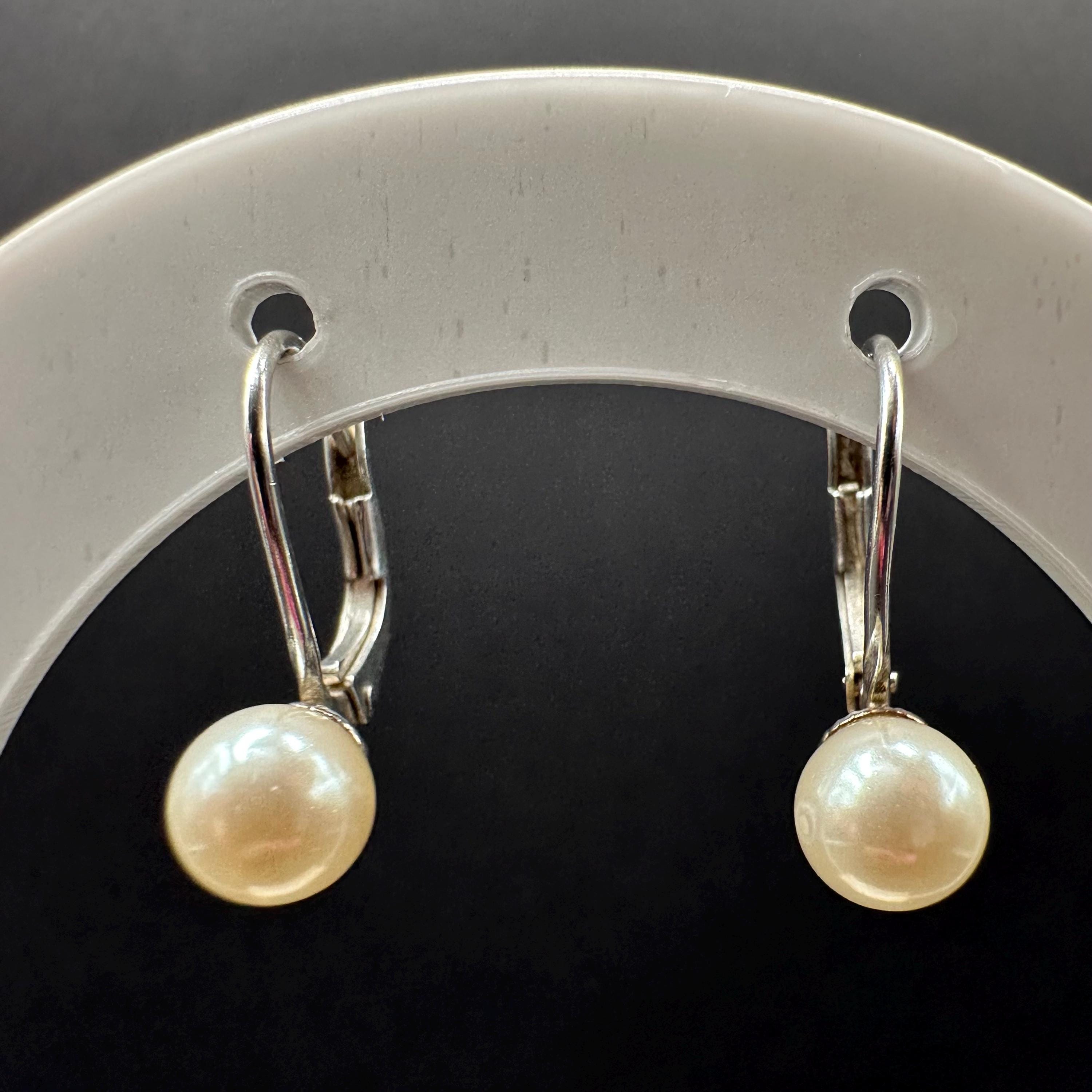925 Sterling Silver and Pearl Dangle Drop Earrings