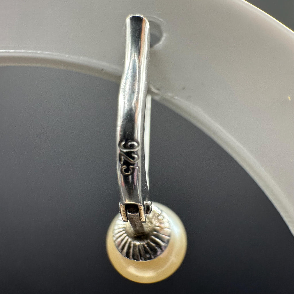 925 Sterling Silver and Pearl Dangle Drop Earrings