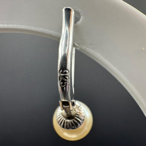 925 Sterling Silver and Pearl Dangle Drop Earrings