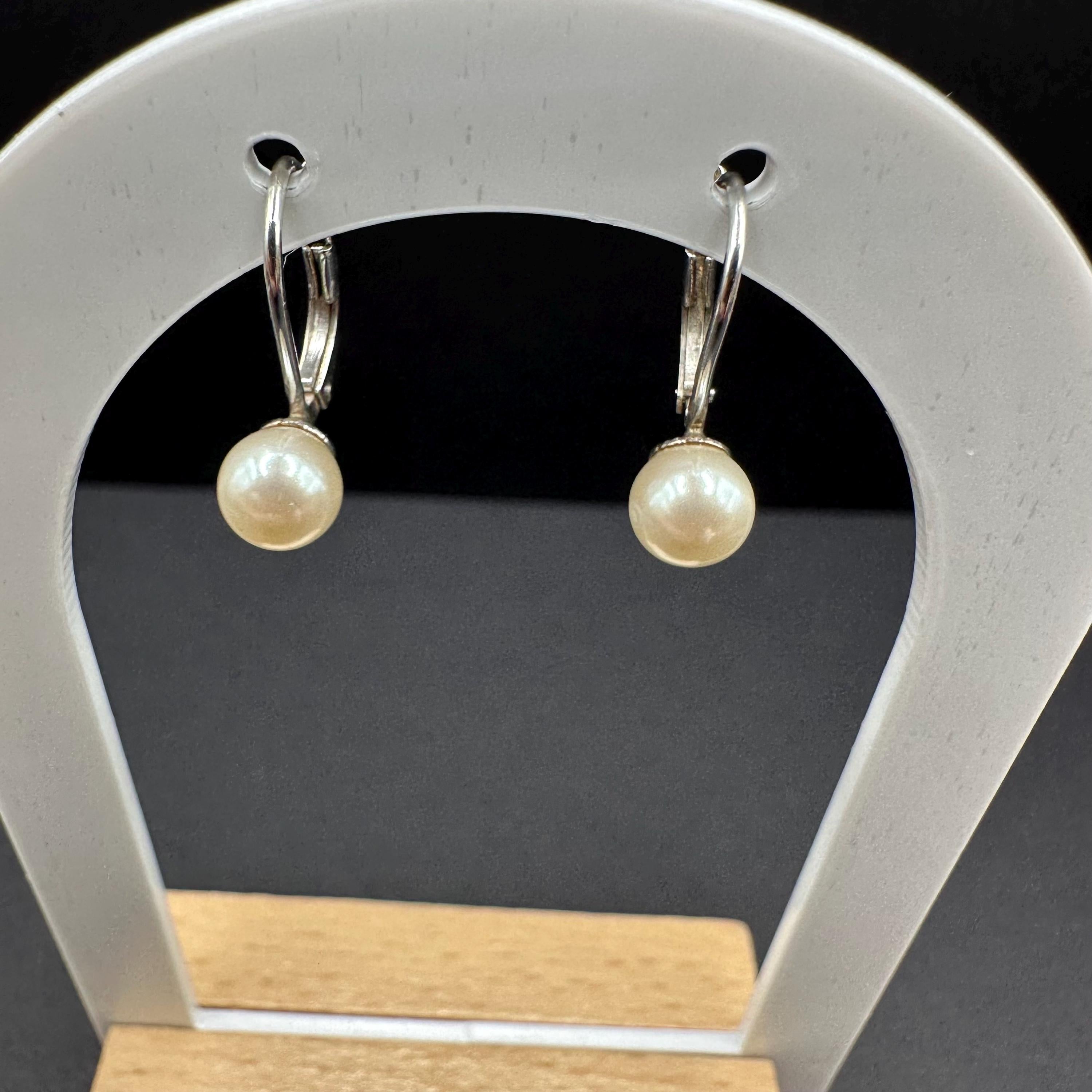 925 Sterling Silver and Pearl Dangle Drop Earrings