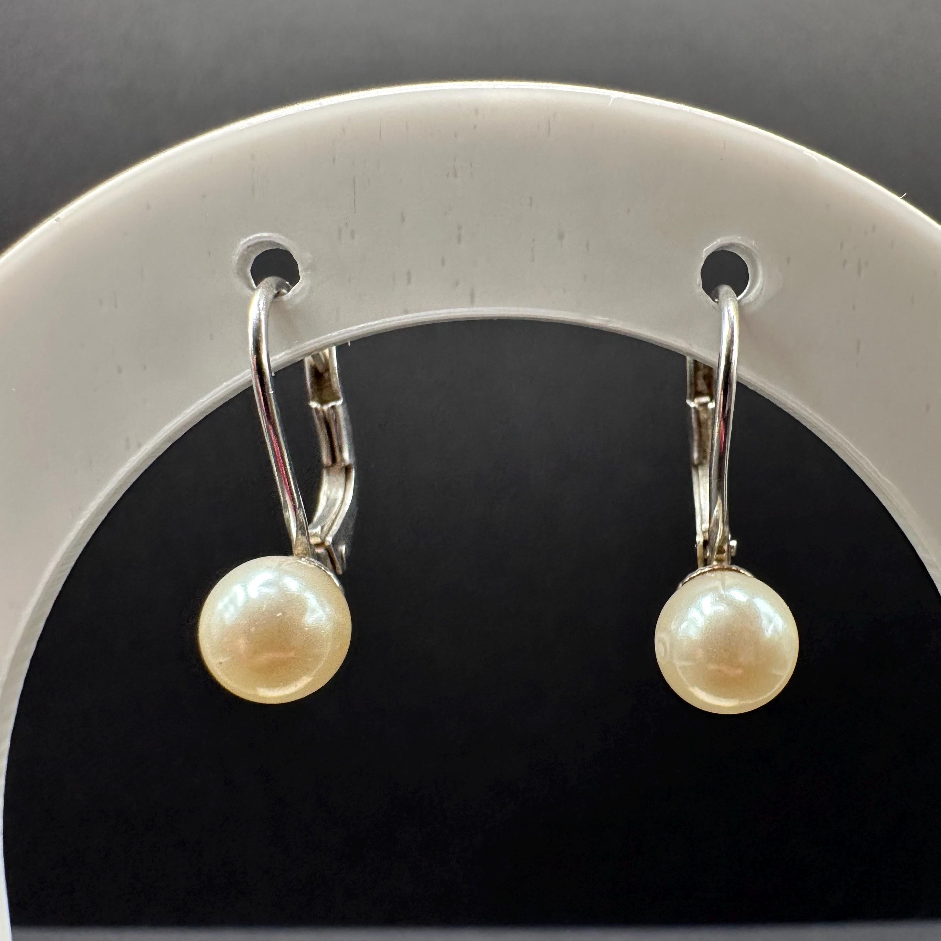925 Sterling Silver and Pearl Dangle Drop Earrings