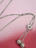 925 sterling silver Italian made heart lariat Y necklace with box chain and stardust ball drops in 16 inch
