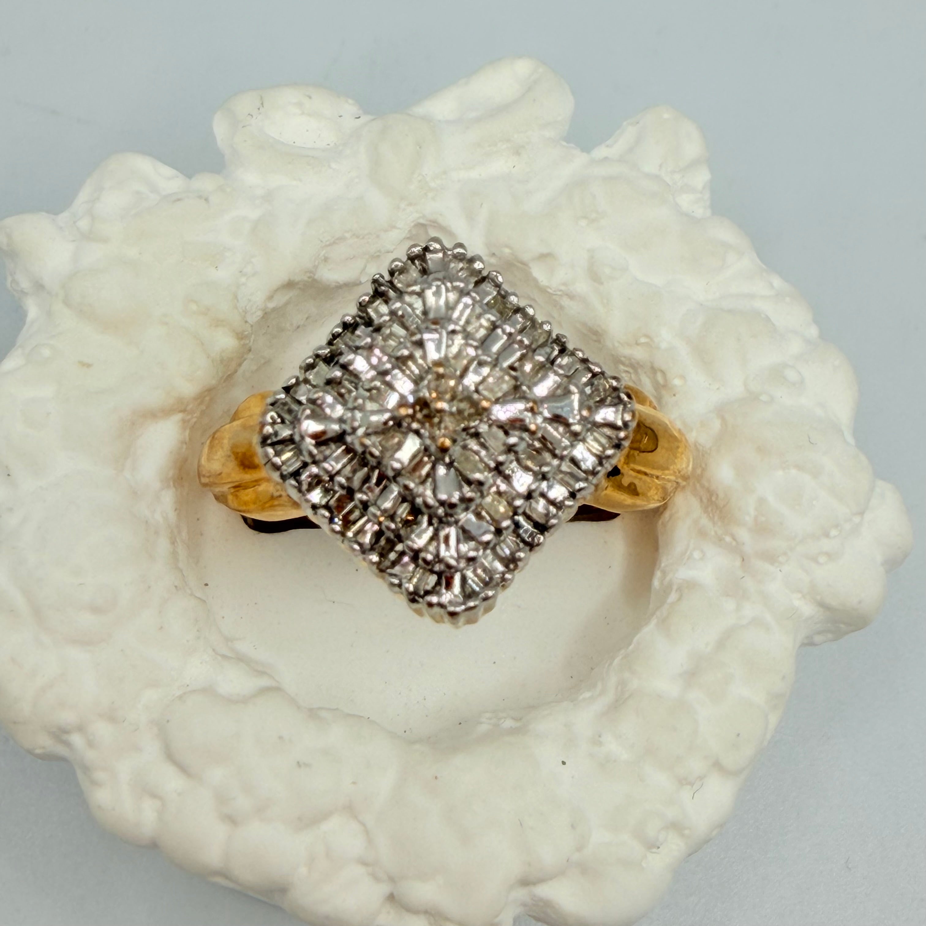 Solid 10K Yellow Gold Ring with Diamonds – Size 7