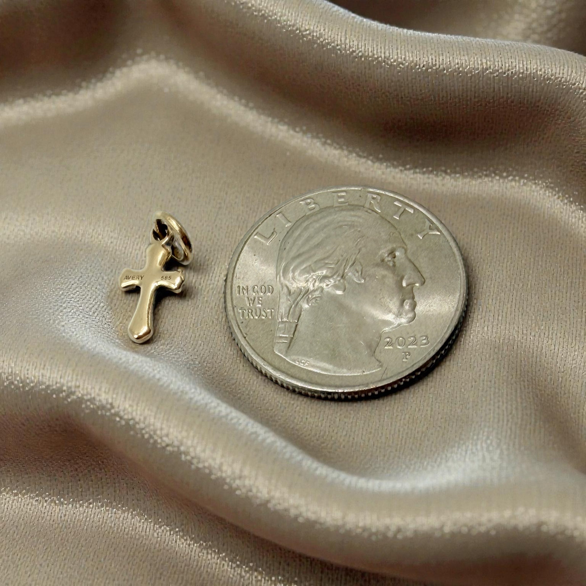 James Avery Solid 14K Yellow Gold Cross Charm With Uncut Loop