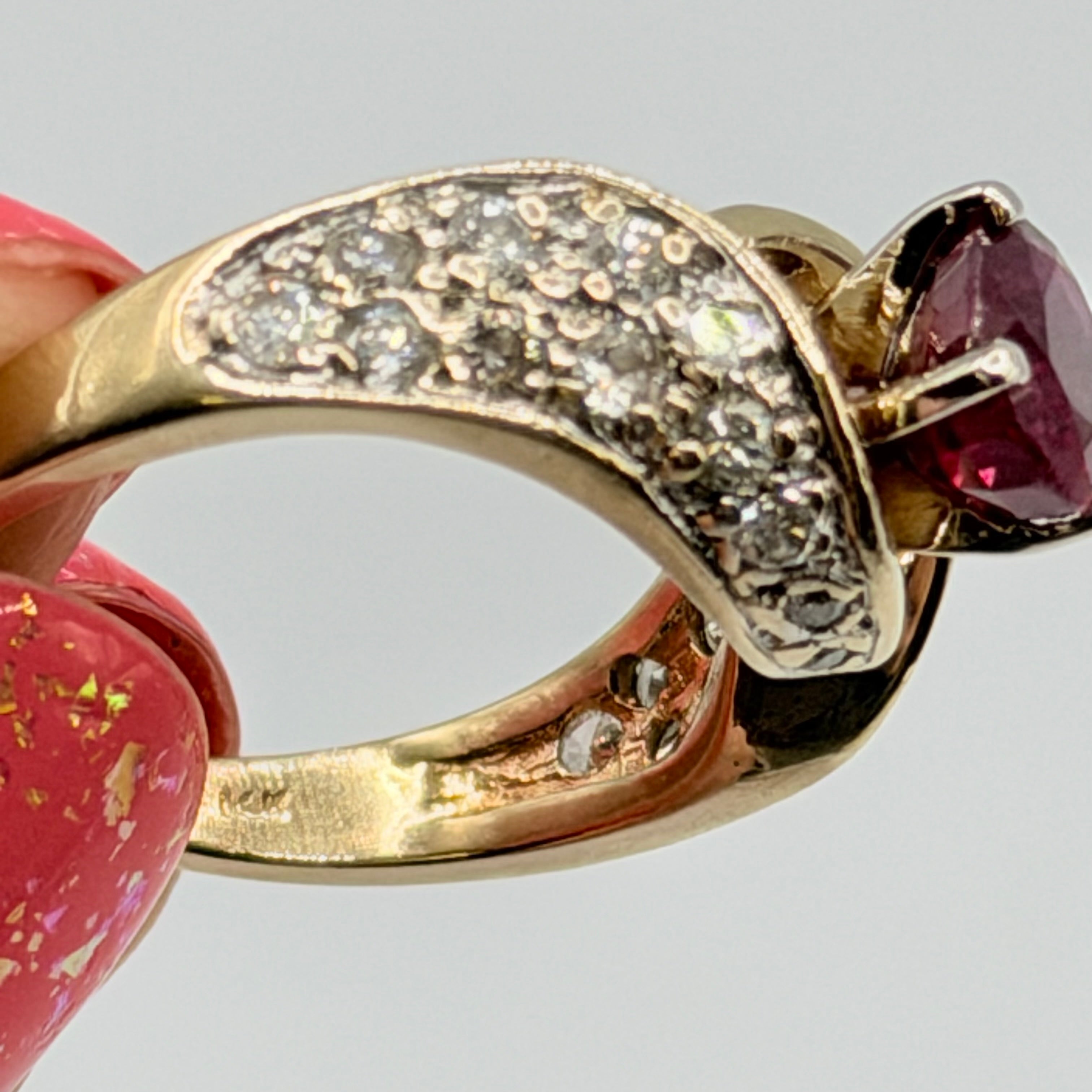 Solid 14K Yellow Gold Ruby Ring with 24 Diamond Accents – Size 5.5