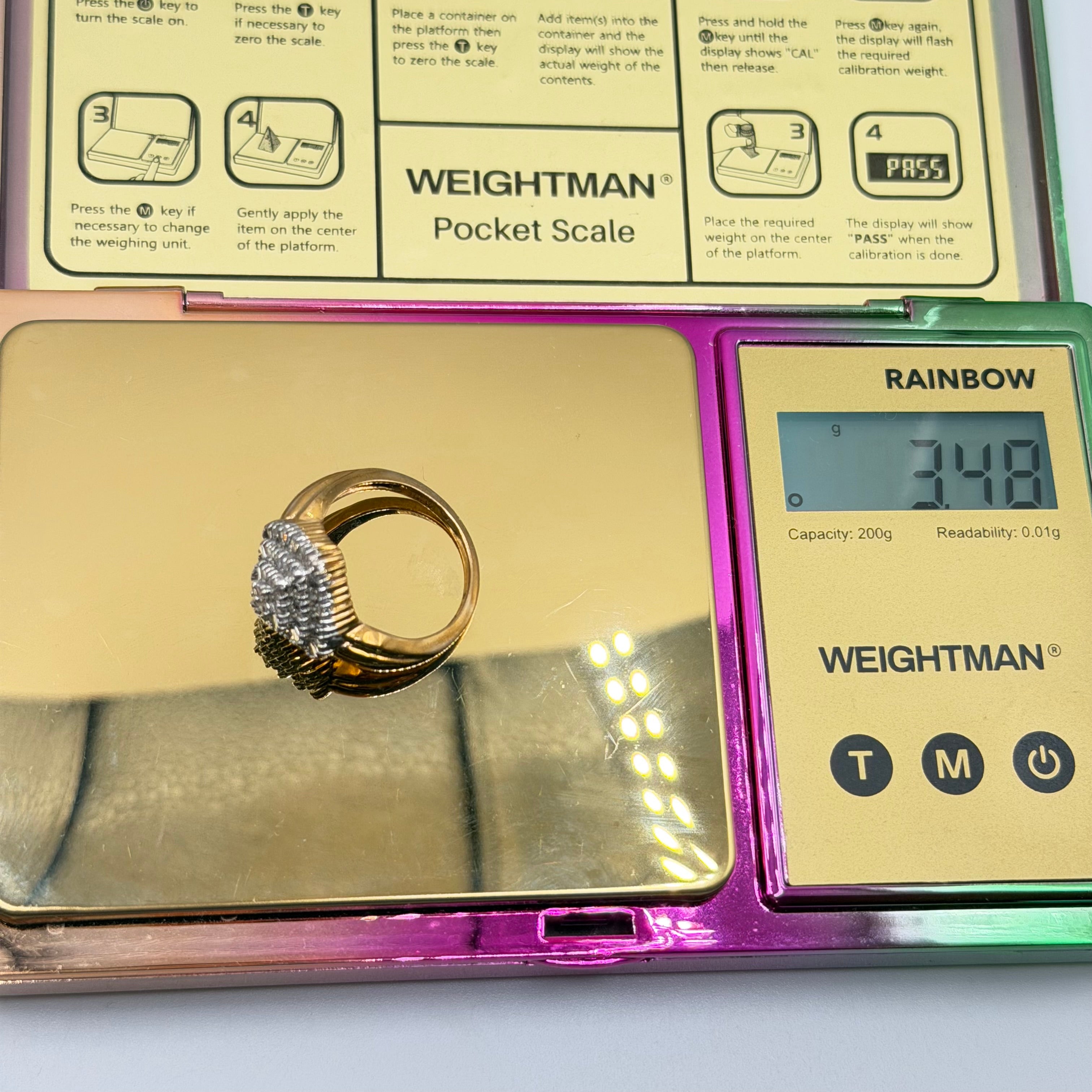 Solid 10K Yellow Gold Ring with Diamonds – Size 7