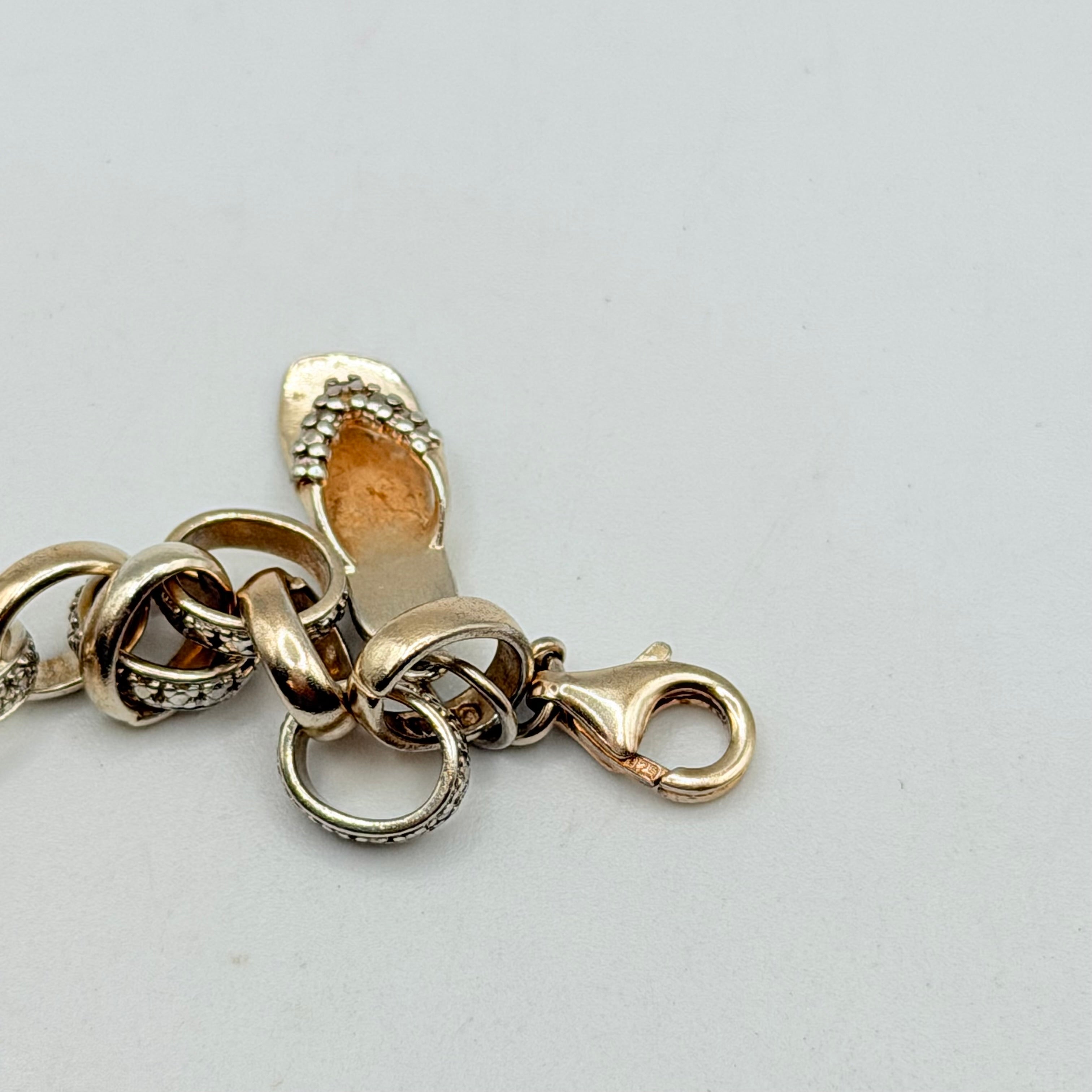 Sterling Silver Linked Bracelet with Sandal Charm – 7.5 Inches