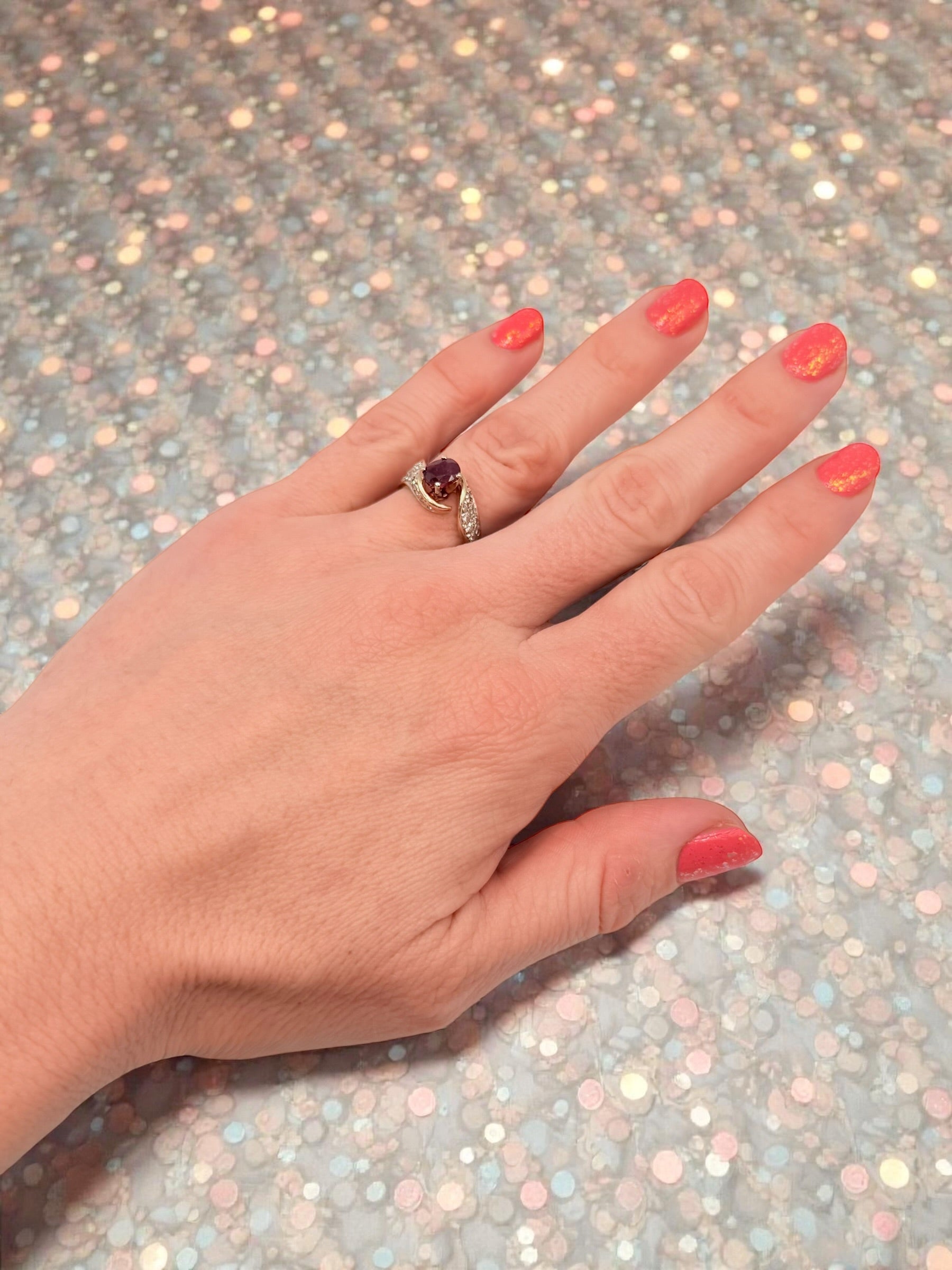 Solid 14K Yellow Gold Ruby Ring with 24 Diamond Accents – Size 5.5