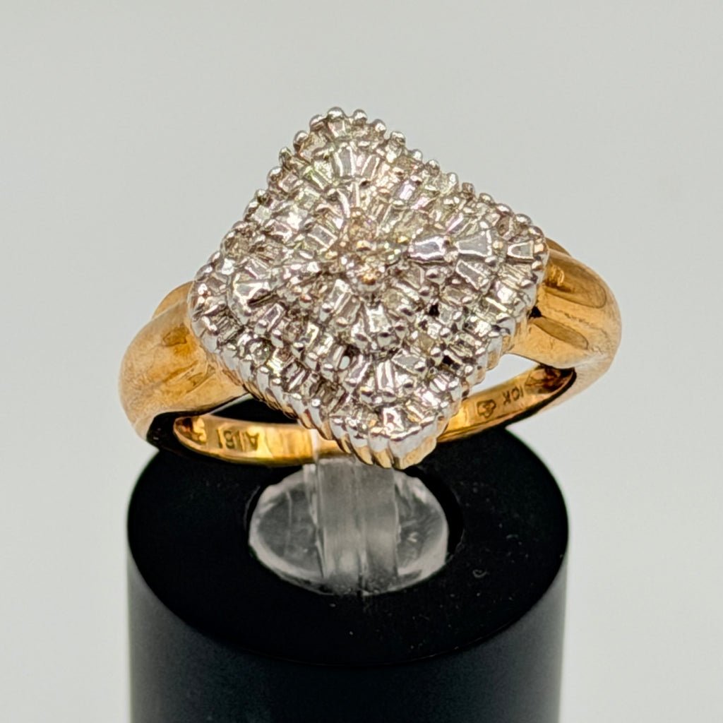 Solid 10K Yellow Gold Ring with Diamonds – Size 7