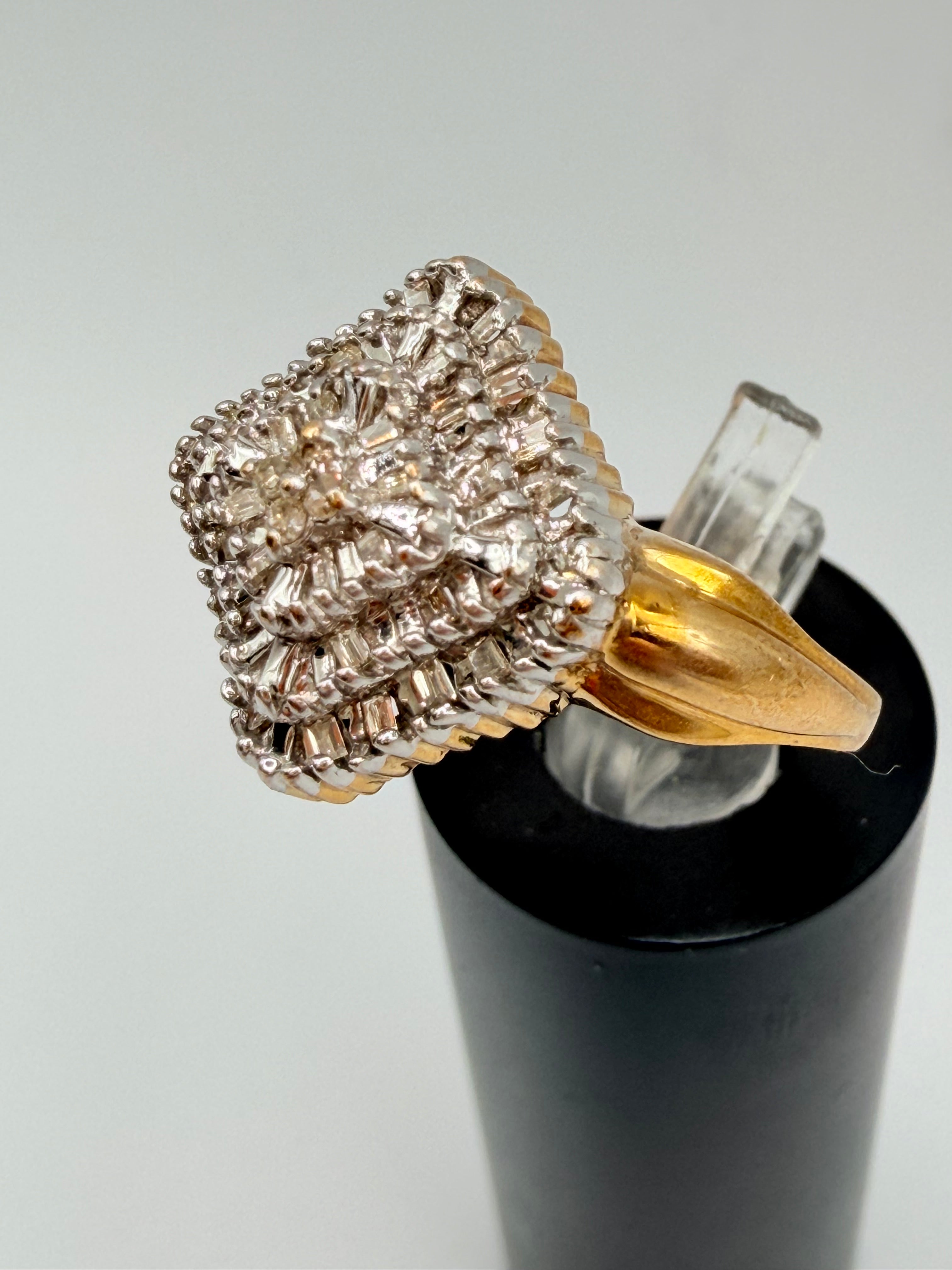 Solid 10K Yellow Gold Ring with Diamonds – Size 7