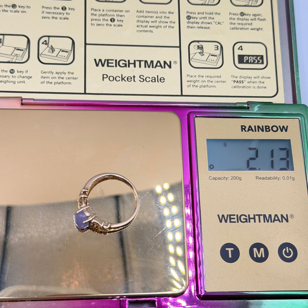Solid 14k Yellow Gold Ring with Purple Jade – Size 6
