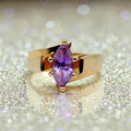 Helzberg Solid 14K Yellow Gold Ring with Marquise-Cut Amethyst – Size 6