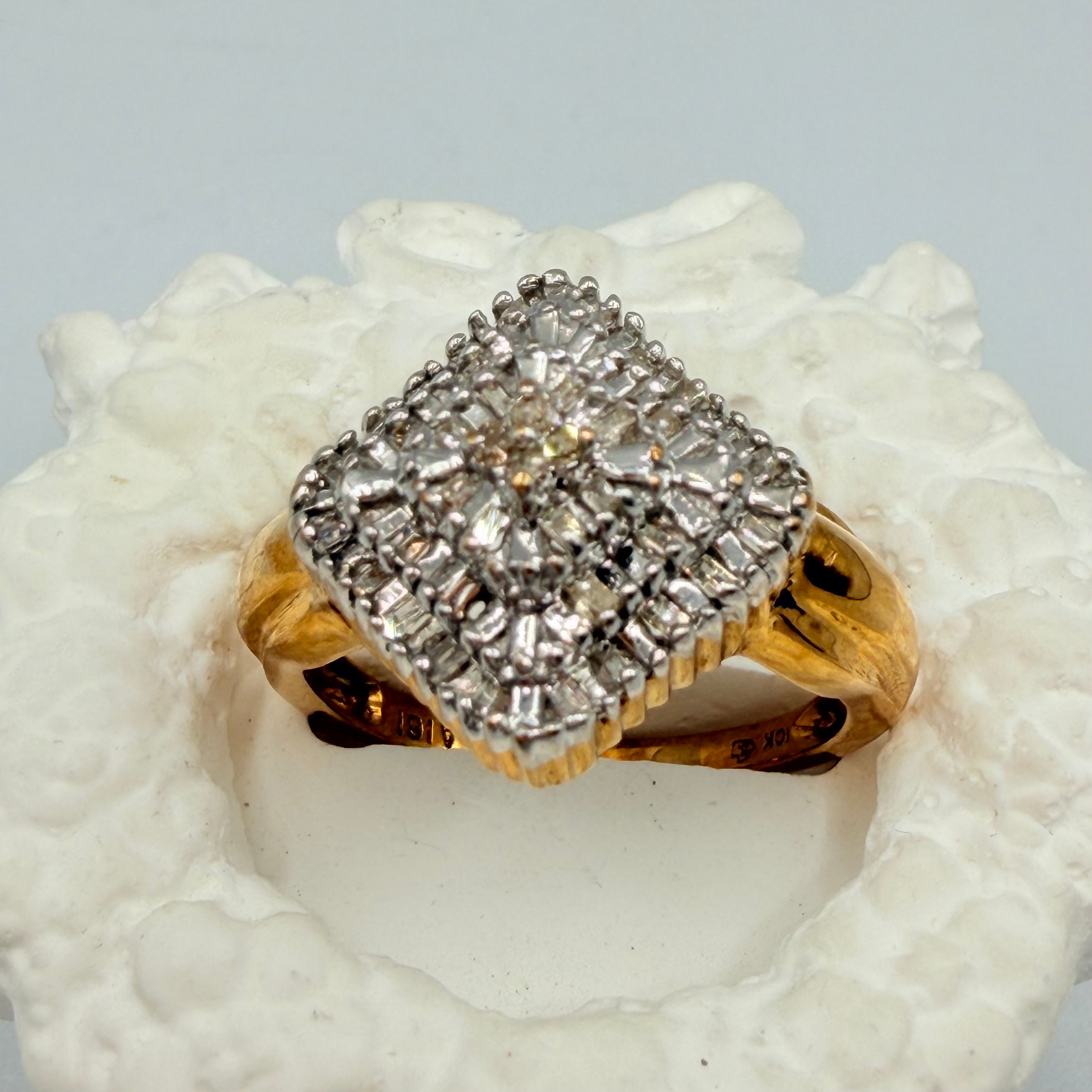 Solid 10K Yellow Gold Ring with Diamonds – Size 7