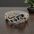 Black Hills Gold CTR 925 Sterling Silver Ring with 12K Gold Leaves, Size 3.75