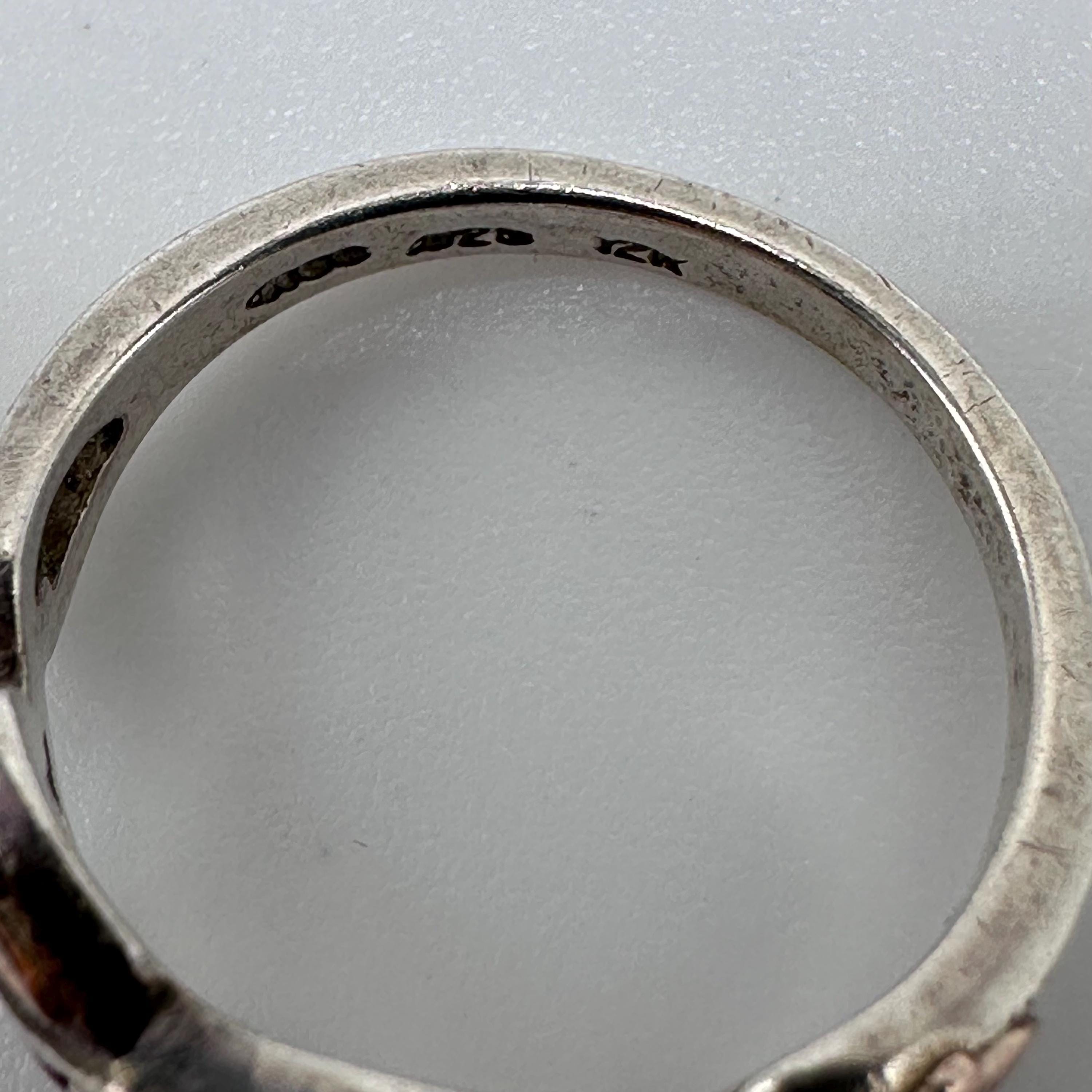 Black Hills Gold CTR 925 Sterling Silver Ring with 12K Gold Leaves, Size 3.75