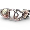 Black Hills Gold Double Heart Ring, Sterling Silver with Solid 12K Gold Accents, Size 5.75