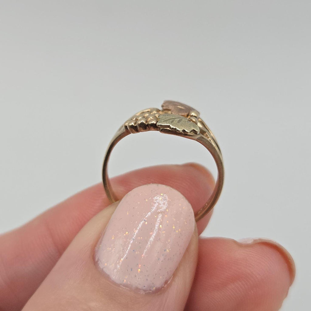 Black Hills Gold Ring, Solid 10K Gold, Tri Color Gold Grape & Leaf Design, Size 6