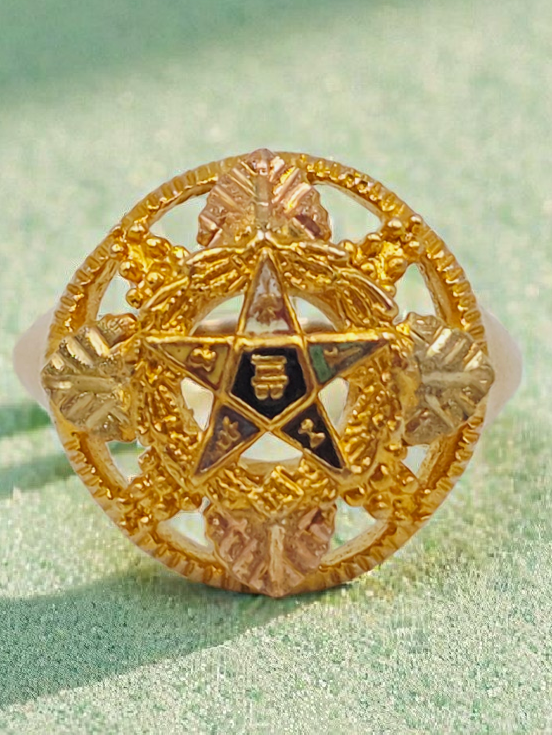 Black Hills Gold Solid 10K Order of Eastern Star Ring 12K Accents – Size 7