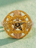 Black Hills Gold Solid 10K Order of Eastern Star Ring 12K Accents – Size 7