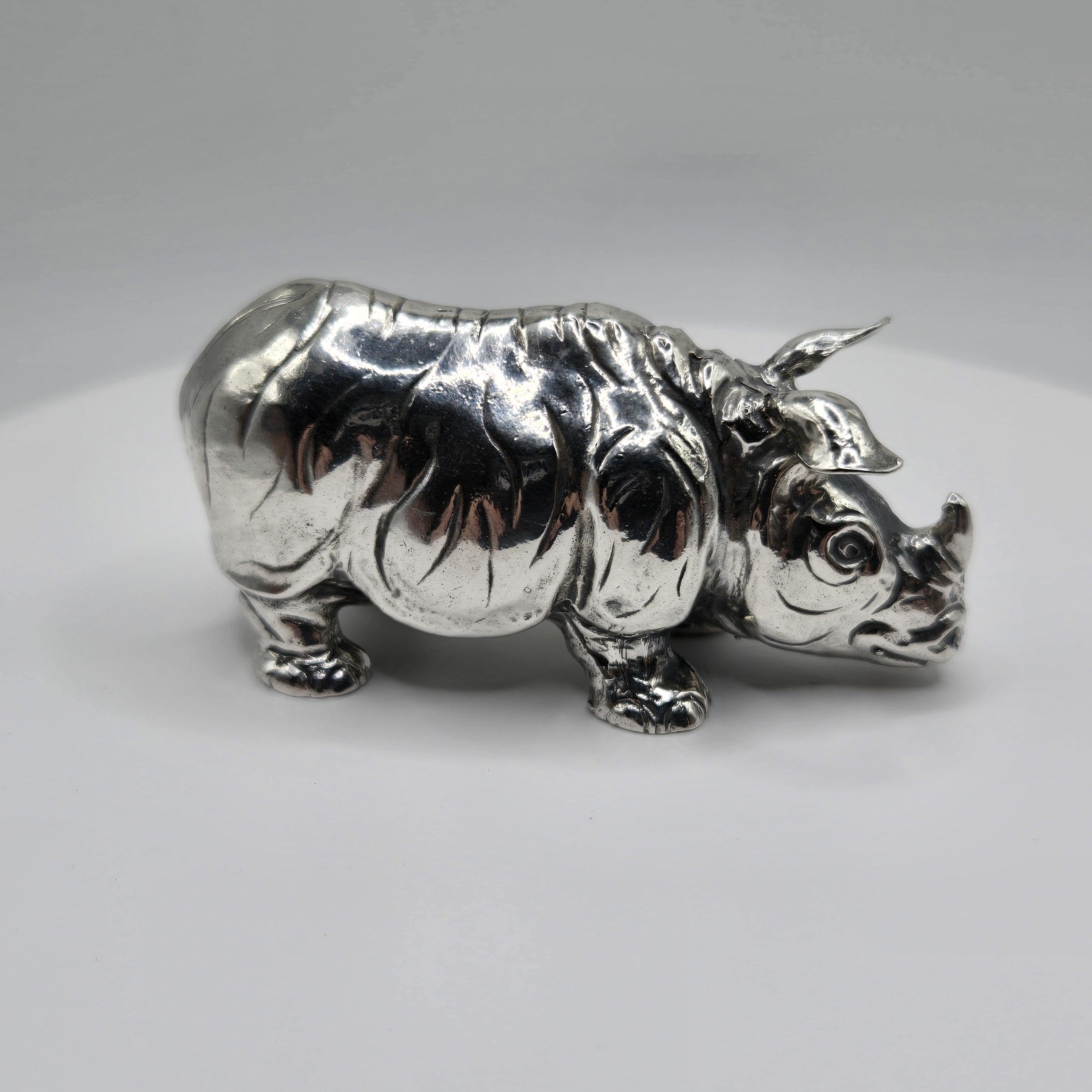 Buccellati 925 Sterling Silver Rhinoceros Rhino 925 Figurine ITALY Handmade
