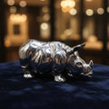 Buccellati sterling silver rhinoceros figurine hand chased in Italy with textured hide detail