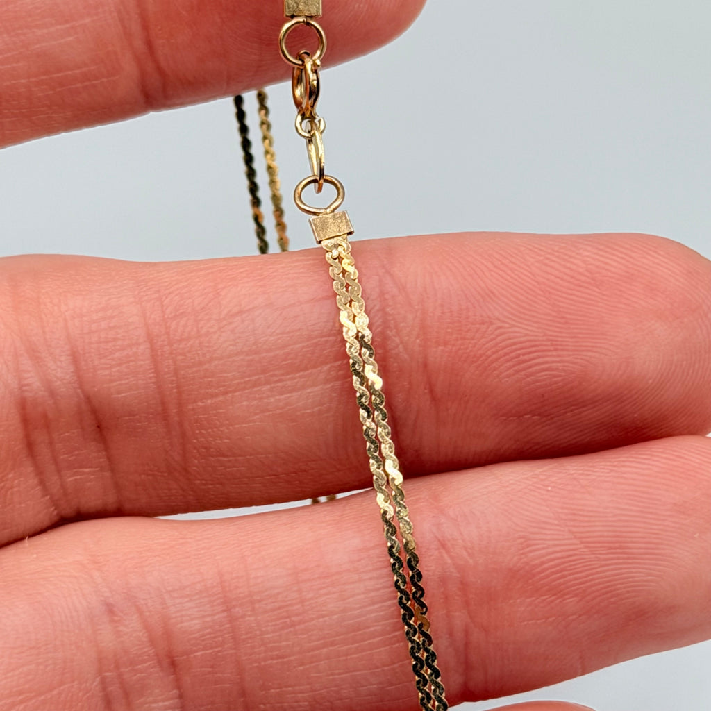 Solid 14K Yellow Gold Bracelet with Double Chain “S” Link 7.25 Inches