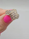 CRP Solid 10K Yellow Gold Diamond Ribbon Cocktail Ring – Size 6.75