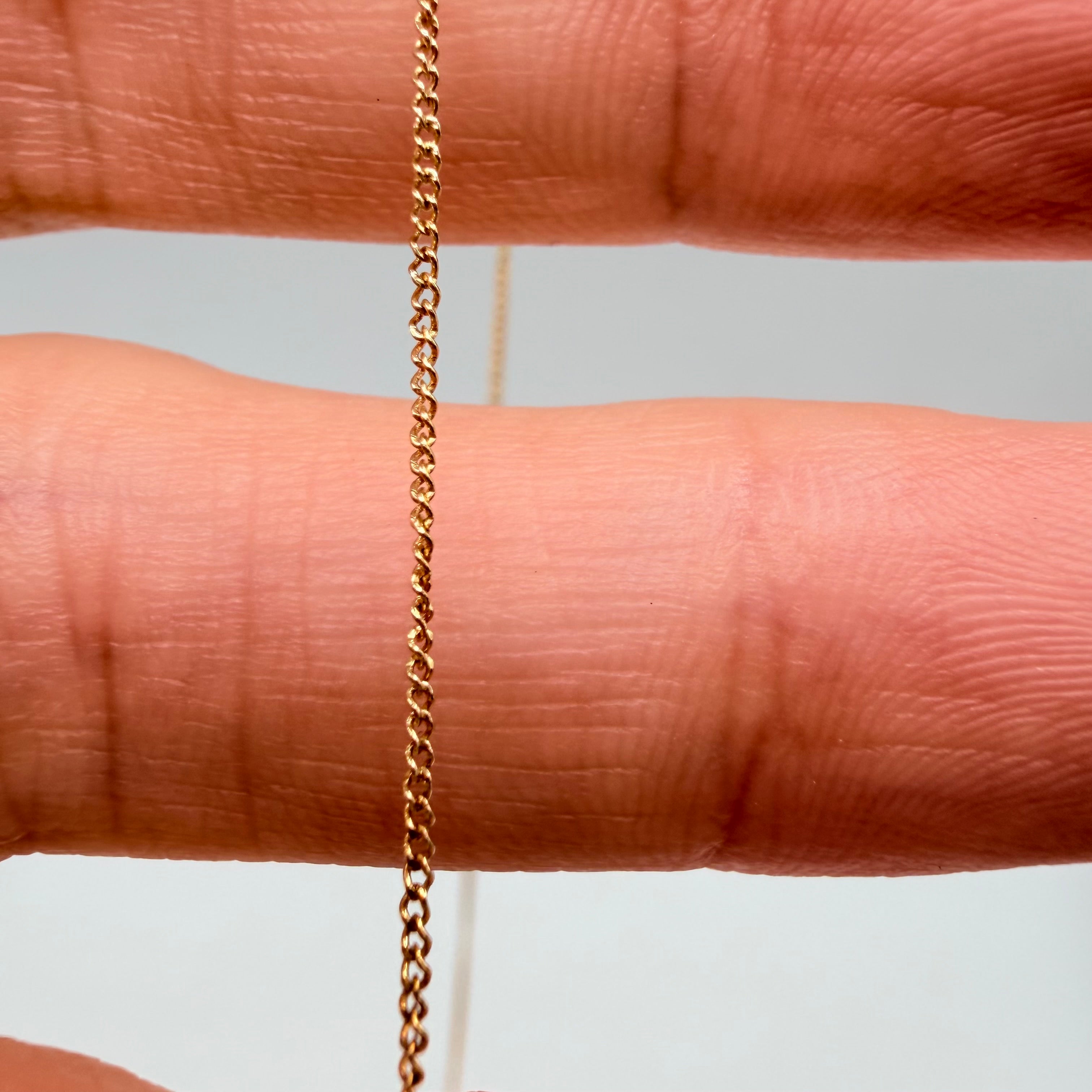 Solid 14K Yellow Gold Curb Chain Necklace 15 Inches