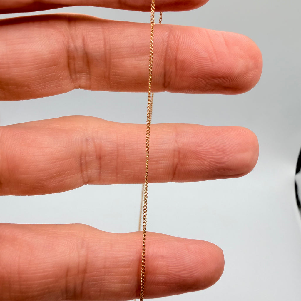 Solid 14K Yellow Gold Curb Chain Necklace 15 Inches