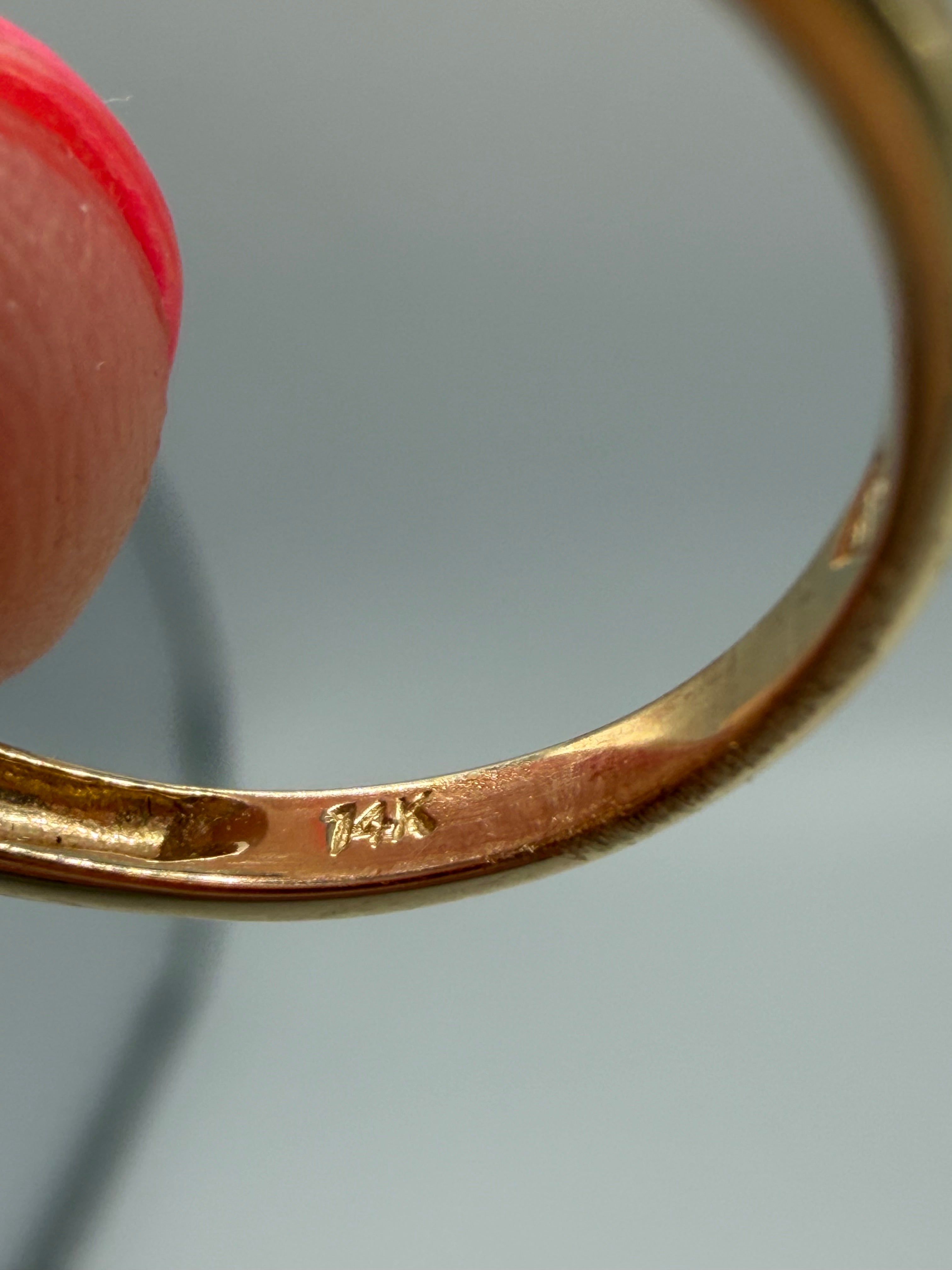 Solid 14k Yellow Gold Ring with Purple Jade – Size 6