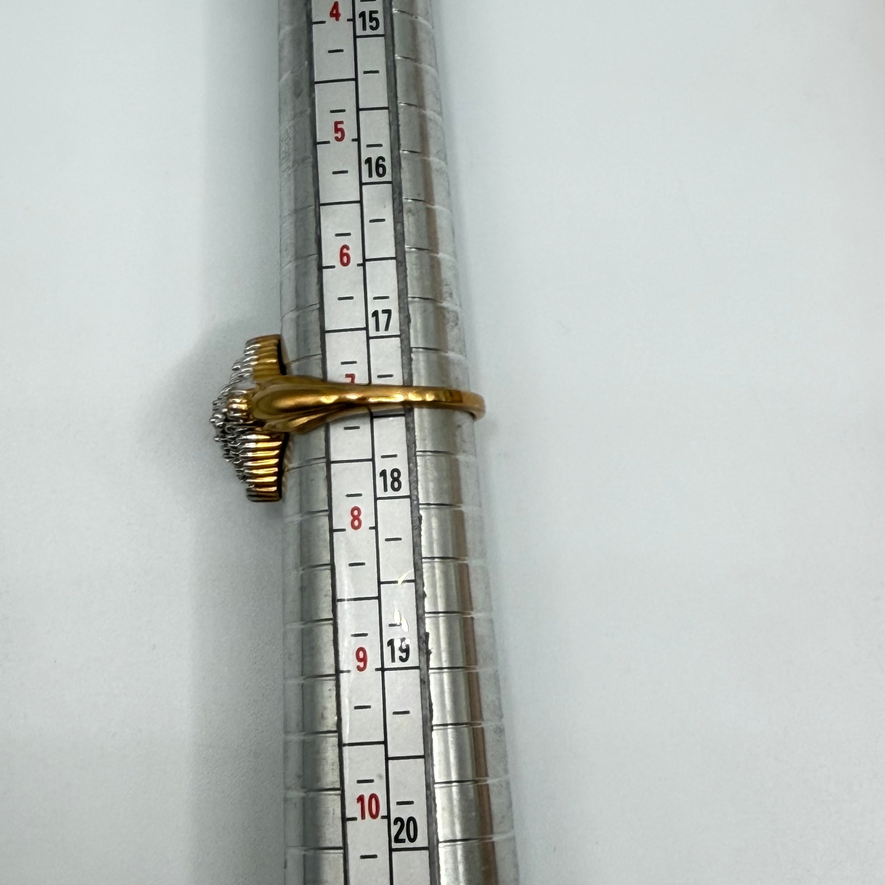 Solid 10K Yellow Gold Ring with Diamonds – Size 7