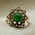 14K Solid Gold Jade Ring Size 5.75 Vintage Antique Heirloom Style