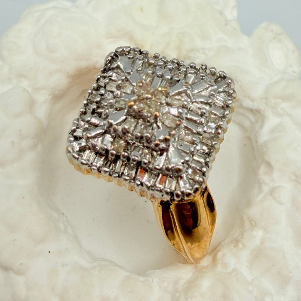 Solid 10K Yellow Gold Ring with Diamonds – Size 7