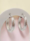 DYADEMA 925 Sterling Silver Diamond-Cut Hoop Earrings Italy Hinged
